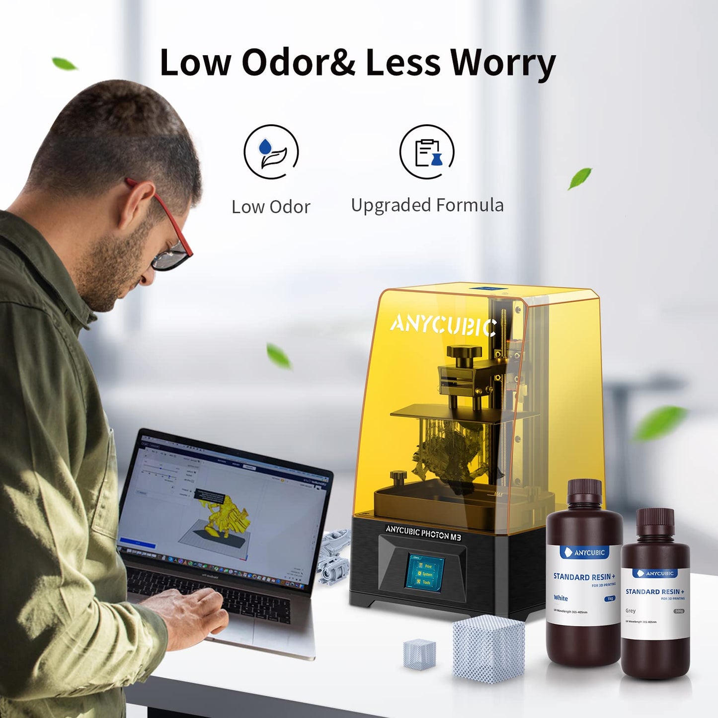 ANYCUBIC Upgraded Standard 3D Printer Resin, Low Odor, High Precision & Rapid Photopolymer 3D Resin for 8K/14K LCD/DLP/SLA 3D Printing(Clear,1kg)