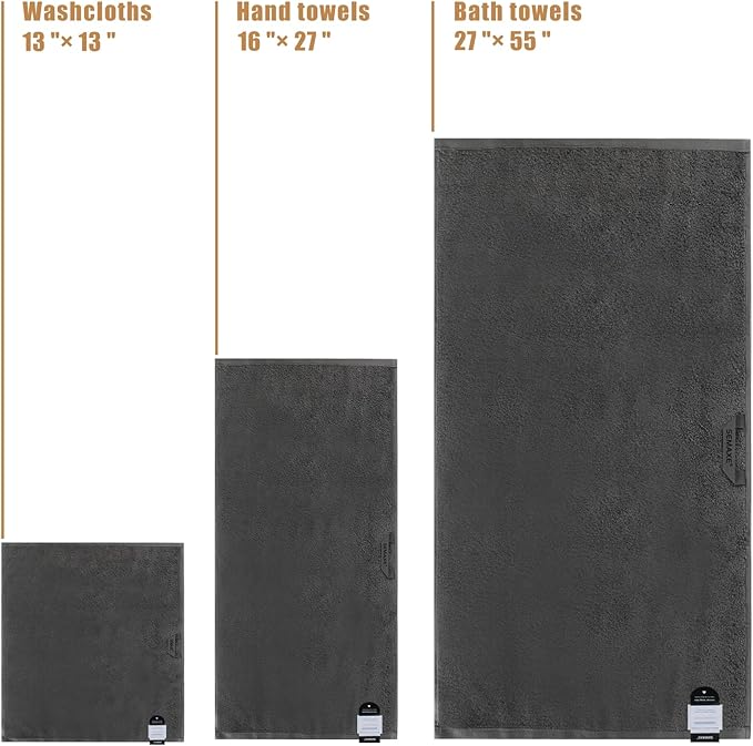 SEMAXE 18-Pack Bath Towel Set Include 6 Bath Towels, 6 Hand Towels, 6 Wash