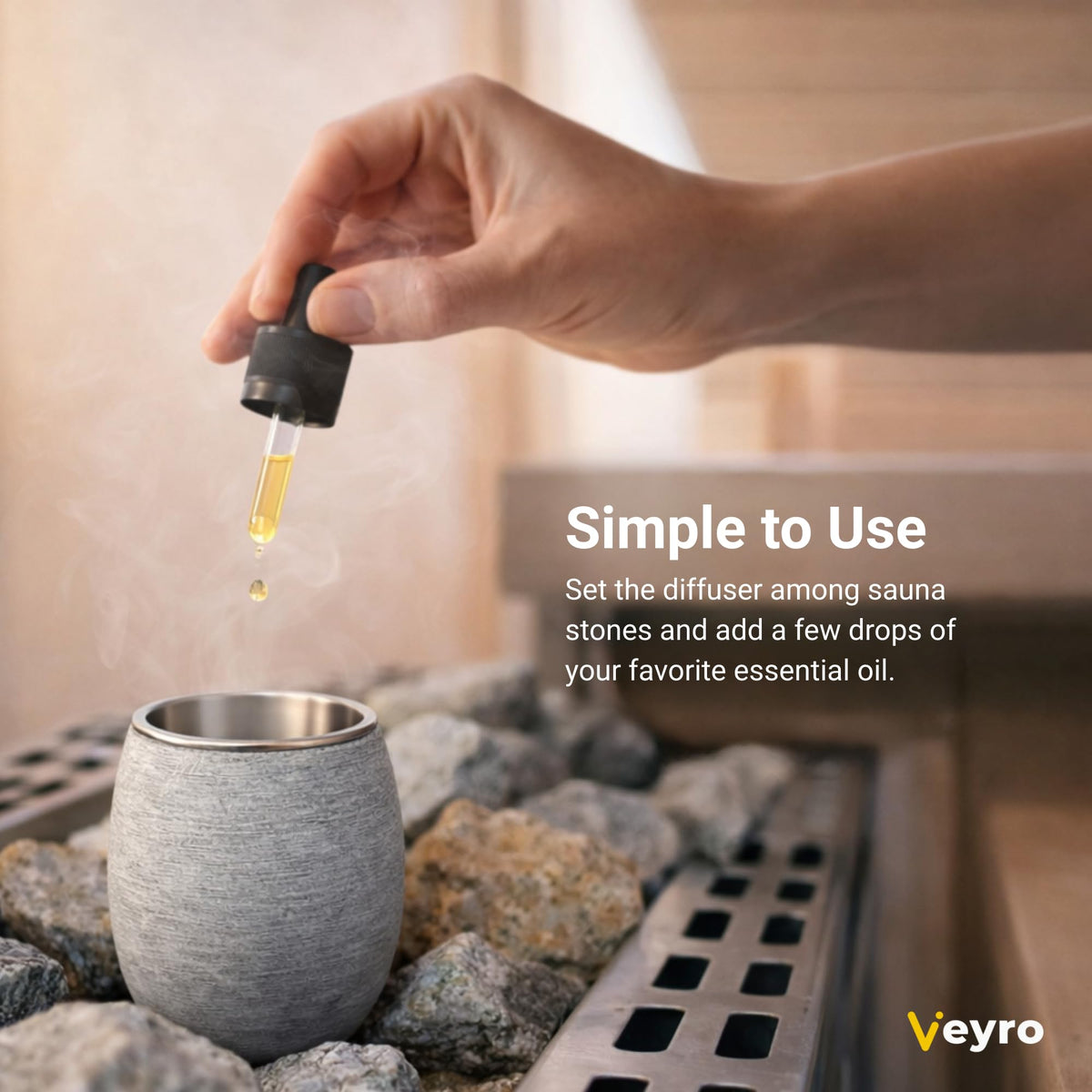 Veyro Large Sauna Diffuser – Natural Stone Aroma Cup for Essential Oils, Sauna Essential Oil Diffuser, Sauna Aromatherapy Bowl, Gifts for a Sauna Accessories Luxury Stone Oil Holder