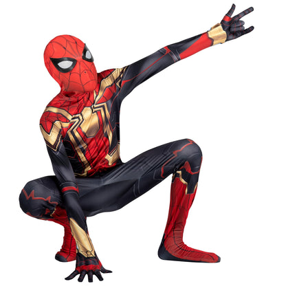 Marvel Integrated Spider-Man Official Youth Deluxe Zentai Costume - Deluxe Two-Way Stretch Spandex with Invisible Zippers and Wrist Openings for Added Convenience (S) Multi