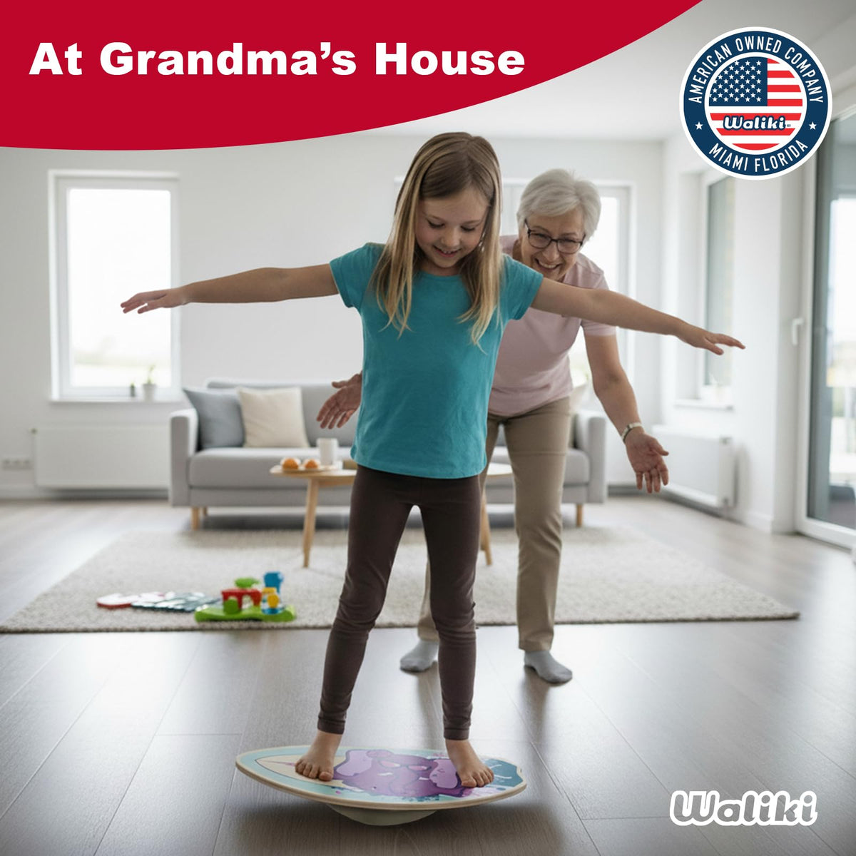 WALIKI Wood Balance Board | Ages 3-8 | Toddlers and Kids | Pink