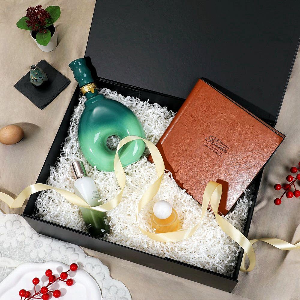 PLINJOY Extra Large Black Gift Box 16.5x14x5.5 Inches,Gift Boxs for Presents with Lid Magnetic Closure Collapsible,Groomsman Proposal Box,Birthday, Christmas,for Clothes and Large Gifts