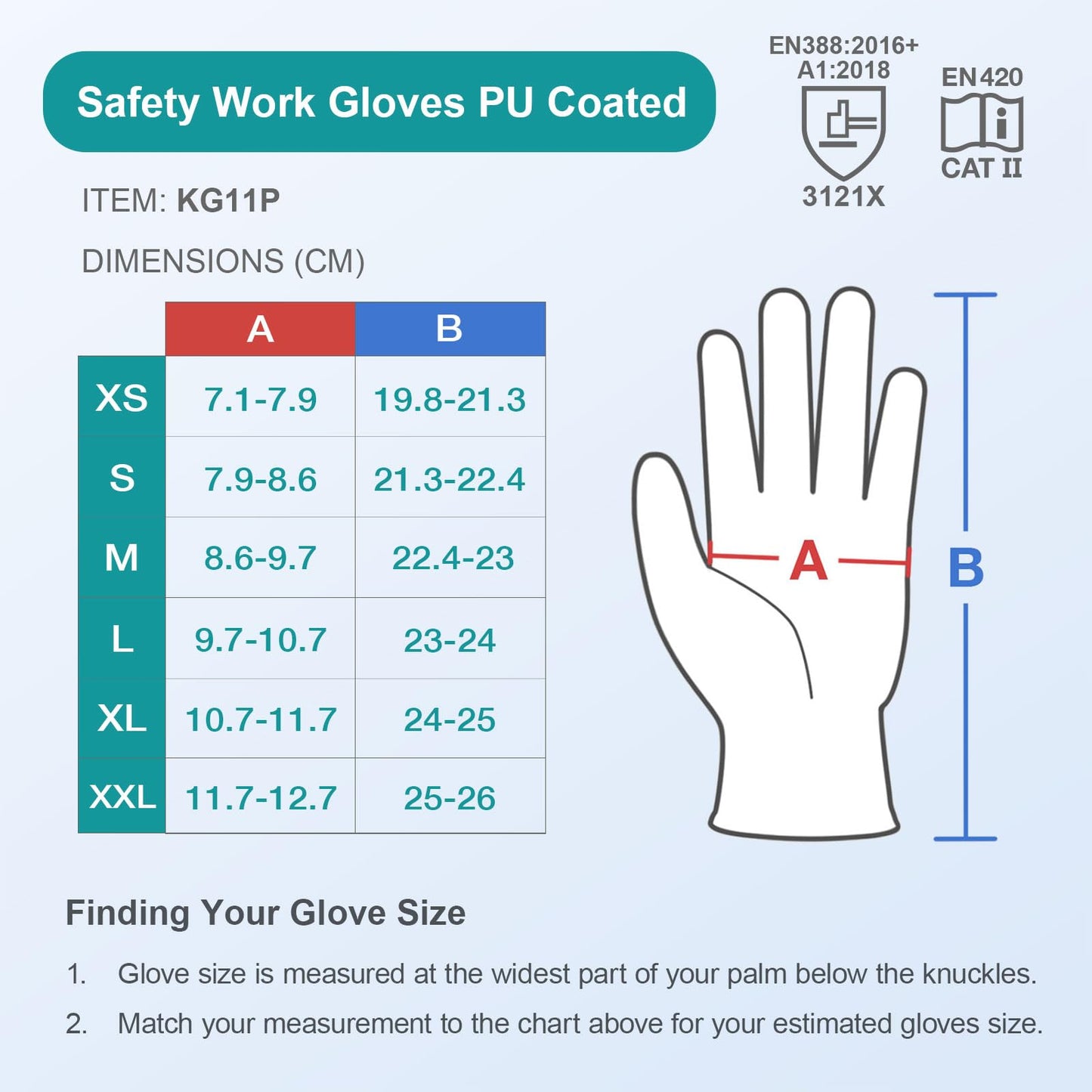 KAYGO Work Gloves PU Coated-12 Pairs, KG11PB, Black Safety Working Gloves with Secure Grip on Palm & Fingers, for Men and Women, Ideal for General Duty Work, Gardening(Large, Black)
