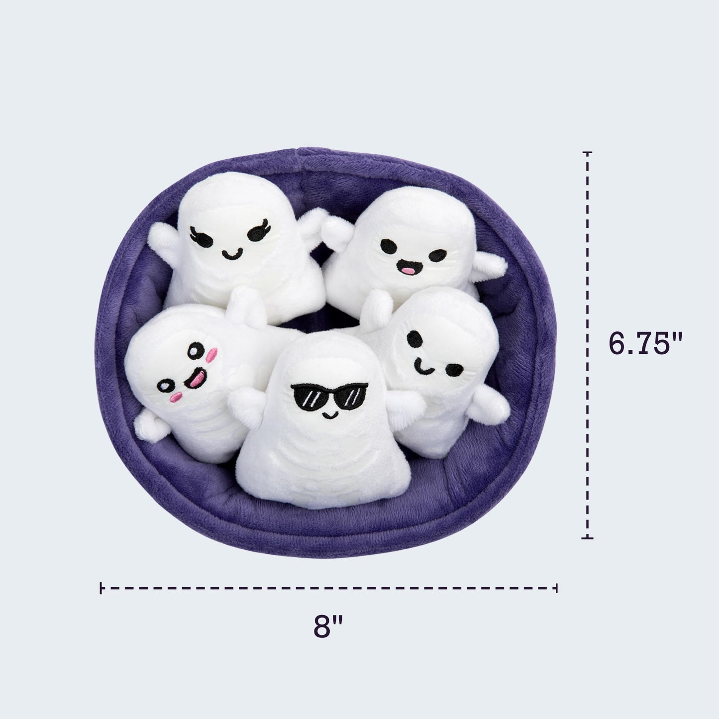 WHAT DO YOU MEME? Emotional Support Ghosts by Relatable, Cuddly Stuffed Animals, Plushies, and Cute Stuff, Great Gift Ideas for Loved Ones of All Ages, Includes 5 Plushies with Carrying Basket