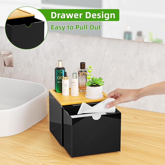 VITVITI Drawer Disposable Face Towel Holder Box, Acrylic Facial Towel Container