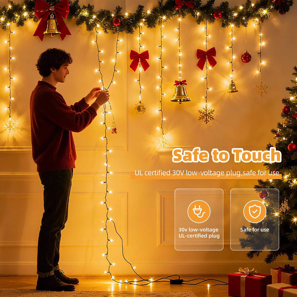 AHAWILL Warm White Christmas Lights Outdoor,83FT 250LED String Lights with 8 Modes,Christmas Tree Lights Indoor Plug in,Waterproof Twinkle Fairy Lights for Party,Classroom,Home Decor