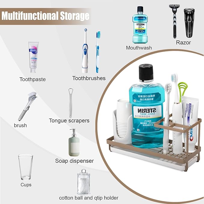 Toothbrush Holders for Bathrooms, Carbon Steel Tooth Brushing Holder Electric
