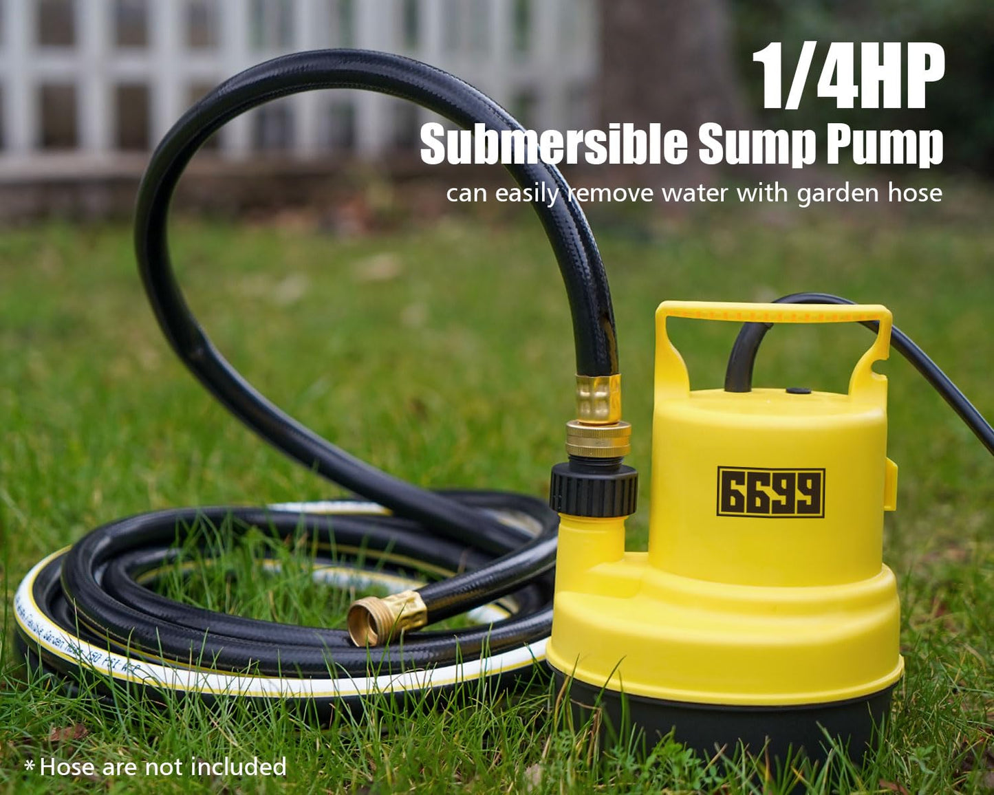 6699 Submersible Sump Pump 1/4 HP 1500GPH Utility Pump Thermoplastic Electric Portable Transfer Water Pump with 10-Foot Cord for Pool Tub Garden Pond Draining Tankless Heater Flushing