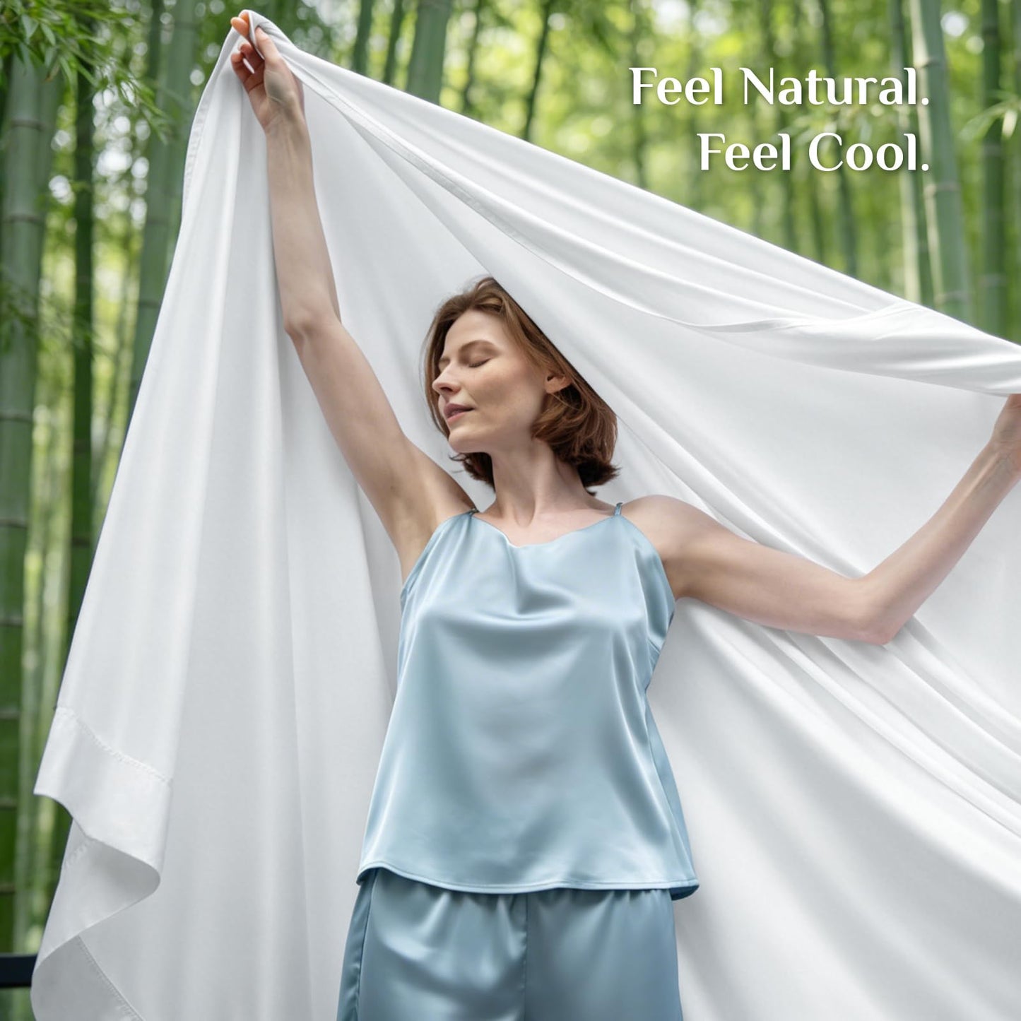 BEDELITE Bamboo Viscose Sheets - 100% Organically Grown, Up to 18" Deep Pocket Queen Sheet Set, All Round Elastic & Corner Straps, Luxury Silky Soft Cooling Sheets for Hot Sleepers, 4 Pieces, White