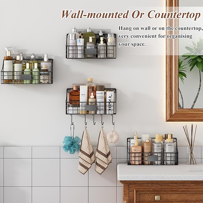 Hanging Wall Wire Basket-4Pack, Large Metal Organizer Baskets & Bathroom Shower