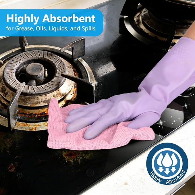 GLIMGLINT Pink Microfiber Cleaning Cloth, 100 Pack Cleaning Rags, Ultra