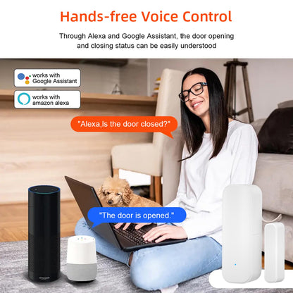 Smart WiFi Door Sensor: Wireless Window Sensor with App Notification Alert, Tuya Door Open Contact Sensor for Home Security, No Hub Required, Compatible with Alexa Google Assistant