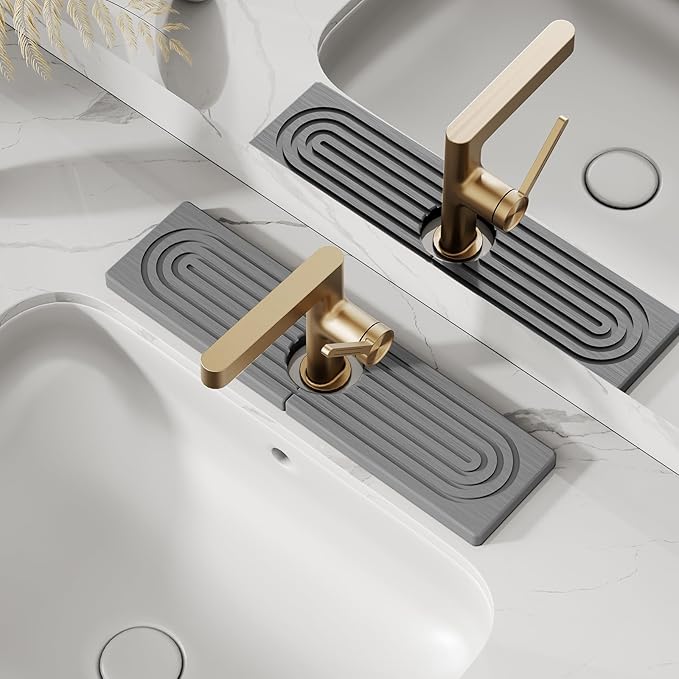 15.7'' Long Stone Faucet Mat for Kitchen Sink-Diatomite Quick Dry Kitchen Sink