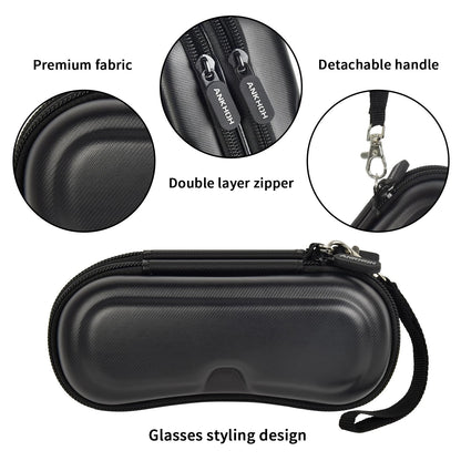 ANKHOH Double Sunglasses Case Eyeglasses Organizer, Eye Glass Storage Holder, Portable Travel Eyewear Glasses Protective Pouch Bag for Men Women(Box Only)
