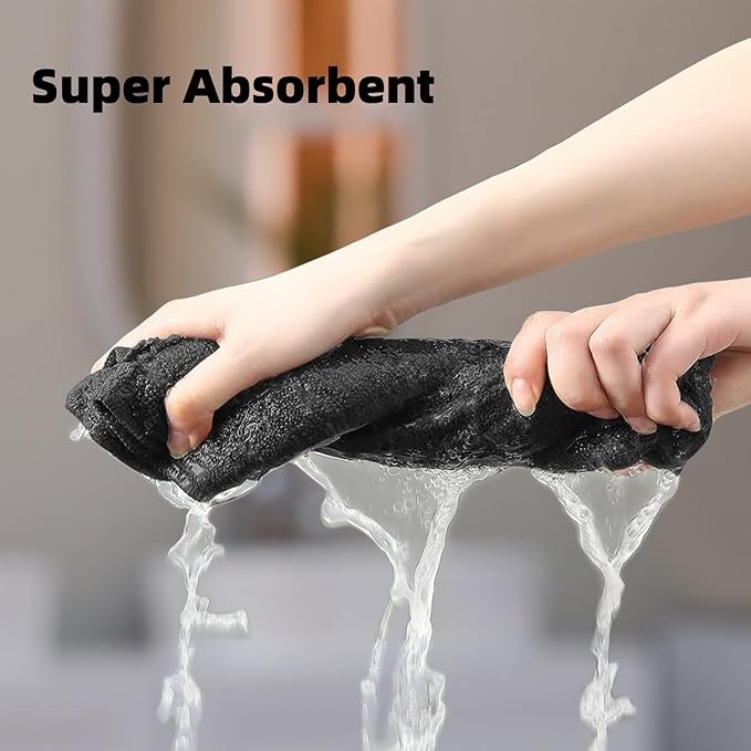 Black Salon Towels, Super Soft and Absorbent Microfiber Hair Towel