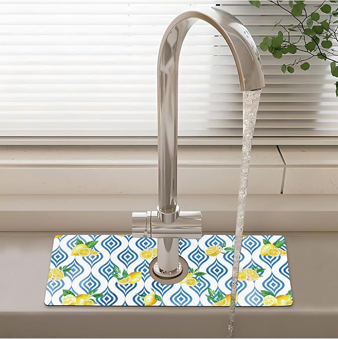 Patterned Sink Faucet Mat Kitchen Splash Guard Super Absorbent Drying Mat