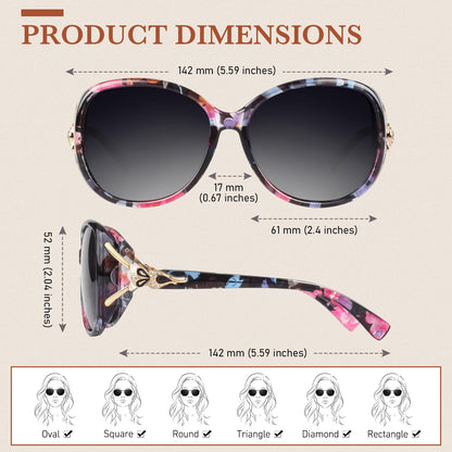 Sunier Polarised Sunglasses Women,Trendy Oversized Sun Glasses,Fashion Ladies Shades with UV400 Protection Shades