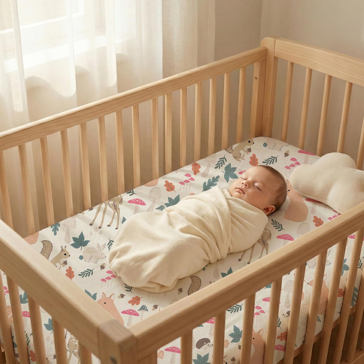Bimocosy Crib Sheets 4 Pack, Baby Crib Sheets Fitted for Boys and Girls Breathable & Snug Fit, Soft Toddler Bed Sheets for Standard Crib Mattress Nursery Daycare Essentials, Forest Friends