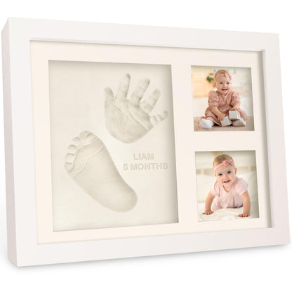 Baby Hand and Footprint Kit - Quick Dry Clay Baby Footprint Kit, Pets Paw, Newborn Keepsake Picture Frame for Boys, Girls, Personalized New Mom Gifts for Shower & Registry, Mother's Day (Alpine White)
