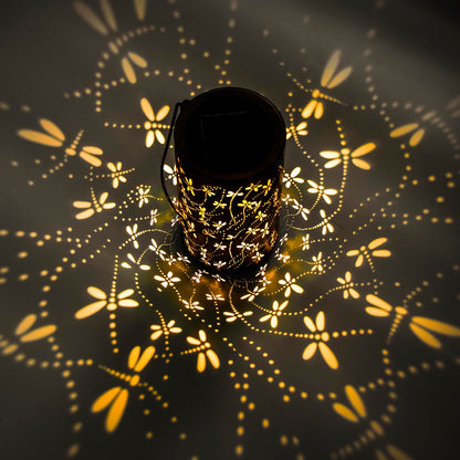 Christmas Gifts For women,Solar Lanterns Outdoor Hanging Lantern Lights, Dragonfly Hollowed-Out Metal Decor Lantern, Waterproof LED Decorative Garden Light - Delicate Garden Decoration for Patio, Yard