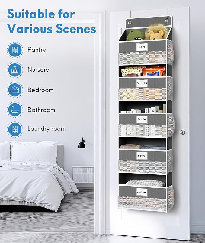 Over The Door Organizer Hanging, 5 Shelf Behind The Doors Storage, Pantry Door