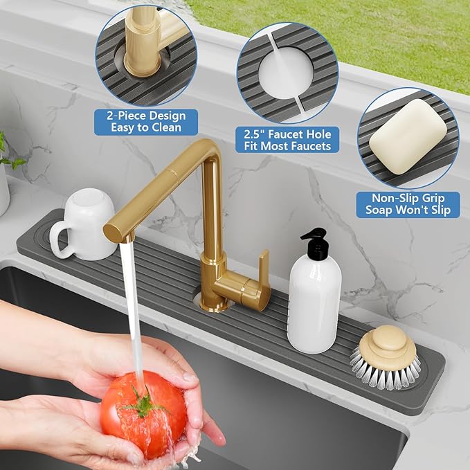 24'' Longer Faucet Mat for Kitchen Sink Stone Faucet Mat for Kitchen Sink