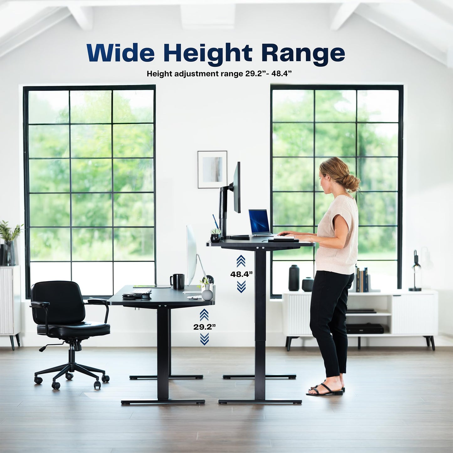 VIVO Electric 71 x 30 in Standing Desk, Memory Height Adjustment, 1B Series, Holds 220 lbs, White and Light Wood Top, White Frame, DESK-KIT-1W7WC