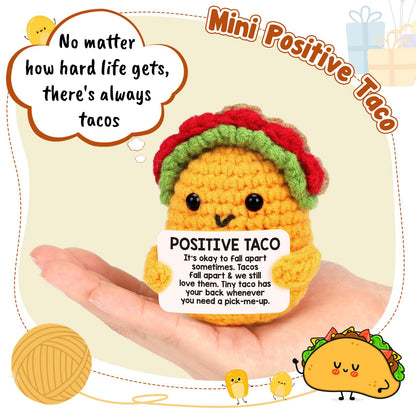 Positive Crochet Taco Birthday Gifts for Women Men Teacher Appreciation Mothers Day Graduation Gift Adult Kids Son Mom Dad Daughter Sister Friend Coworkers Self Care Card Inspirational Support