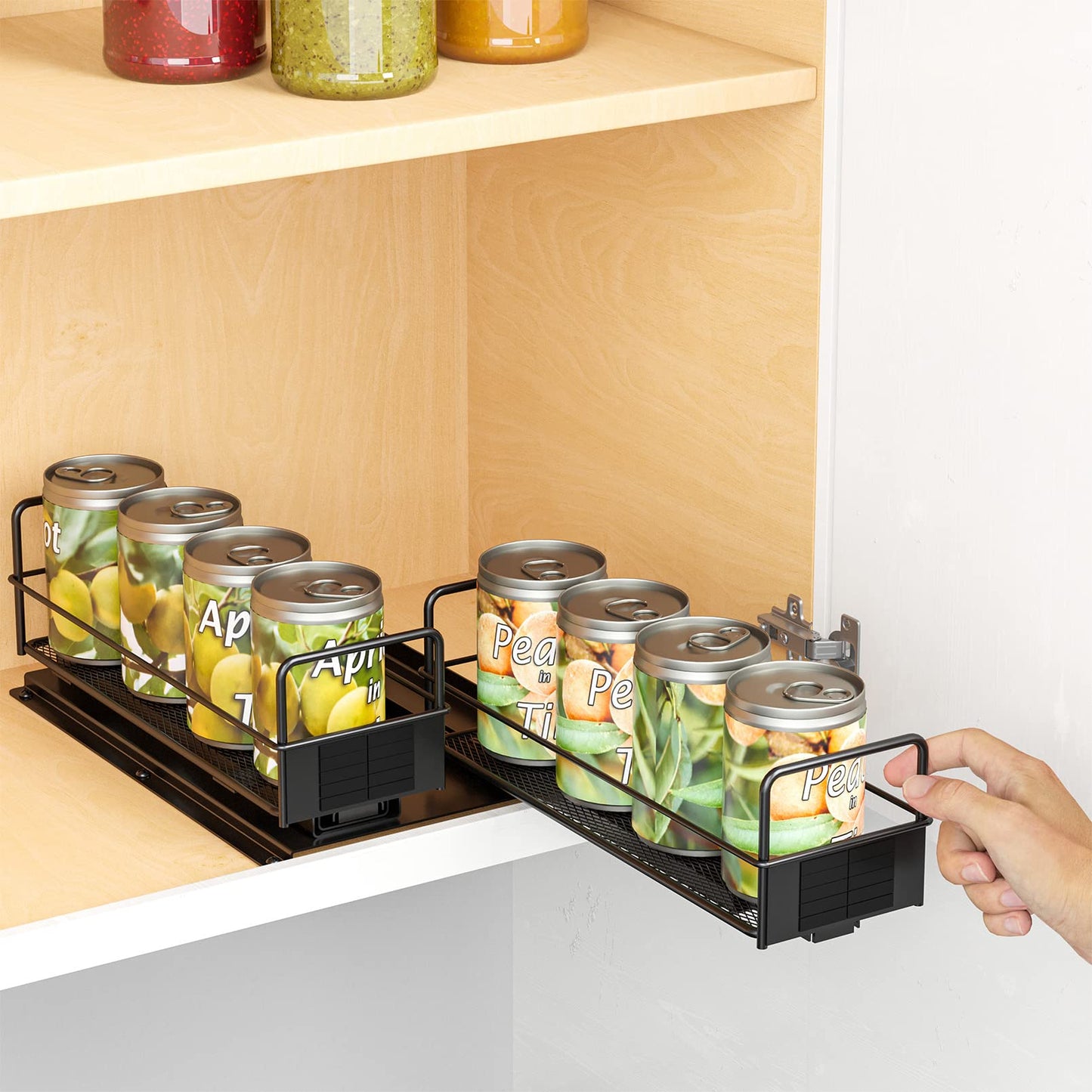 SpaceAid Pull Out Spice Rack Organizer for Cabinet, Heavy Duty Slide Out Seasoning Kitchen Organizer, Cabinet Organizer, with Labels, 5.2" W x10.75 D x10 H, 2 Drawers 2-Tier