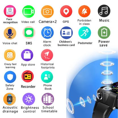 DDIOYIUR Kids Smart Watch, 4G GPS Tracker Child Phone Smartwatch with WiFi, SMS, Call, Voice Video Chat, Bluetooth, Alarm, Pedometer, Wrist Watch Suitable for 4-16 Boys Girls Birthday Gifts.