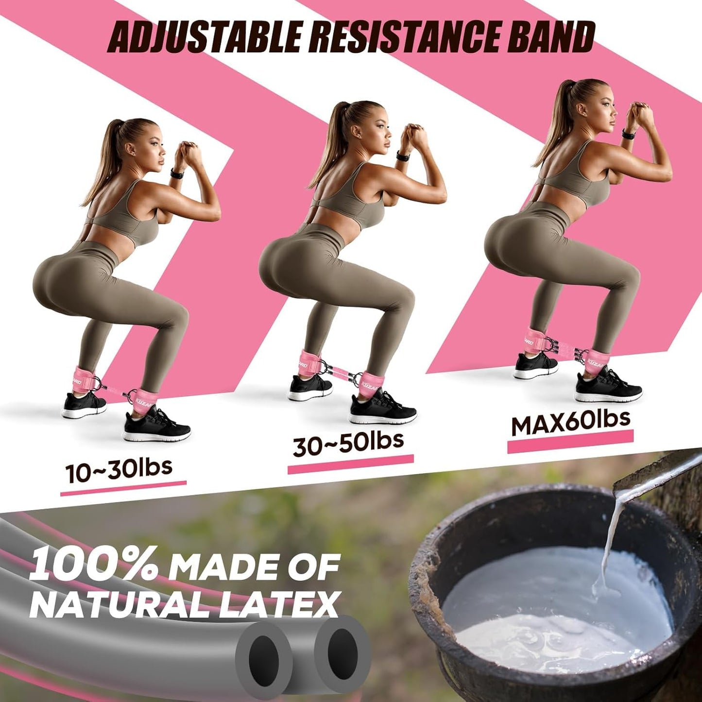 KUZARO Resistance Bands Set with Ankle Straps, Legs and Glutes Workout Equipment, Ankle Weights Bands for Women, Booty Exercise Equipment for Kickbacks and Hip Training, Home Gym Fitness Equipment