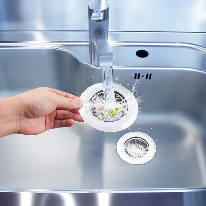 2 Pcs Kitchen Sink Strainer, Stainless Steel Drain Cover, Large Wide Rim 4.5"