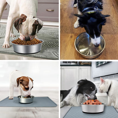 SUOXU Thick Stainless Steel Dog Bowls, Large Dog Bowl With Non-slip silicone Bases, 2500ml Large Dog Feeder Bowls And Water Bowls(XL-25.5cm)
