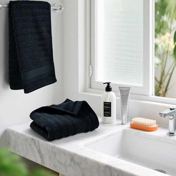 Jacquotha 4-Pack Bathroom Hand Towels Ribbed – Guest Room & Spa Premium Cotton