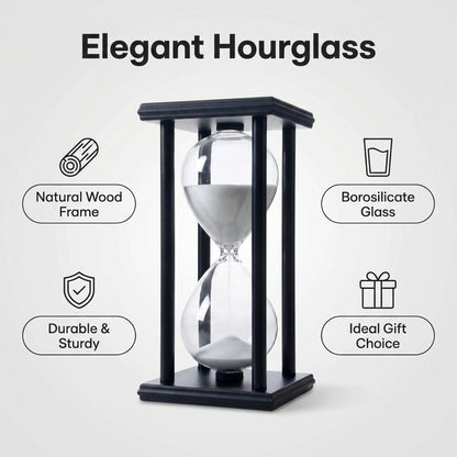 JIEHET Hourglass Sand Timer 15 Minutes, Hour Glass with Sand Decoration for Kids, Sand Clock Watch for Room Birthday Tea Coffee Table Book Shelf School Game Ornament Wooden (White Sand)