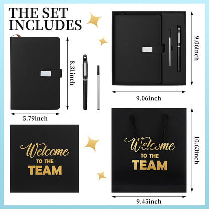 Sayglossy New Employee Welcome to The Team Gift Sets Notebook and Pen Welcome to The Team Box Employee Appreciation Gift Sets for New Office Worker(Black)