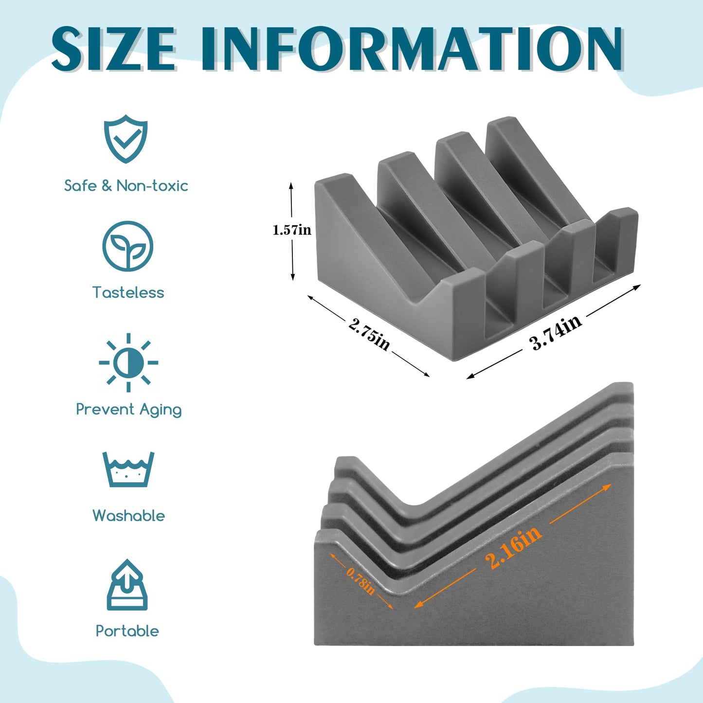 Coipdfty Self Draining Soap Dish Holder,Silicone Soap Dish,for Bathroom,Kitchen, Sponges，Can Extend Soap Life，Keep Soap Bars Dry and Easy Cleaning (Grey,2-Pack)