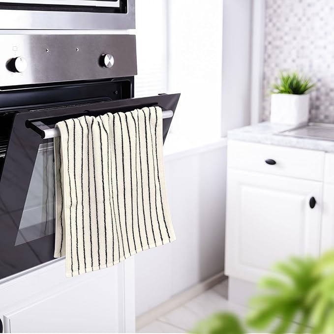 Jacquotha Black and White Striped Hand Towels