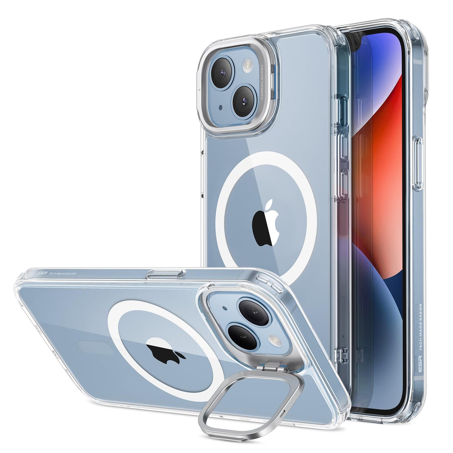 ESR Silicone Case for iPhone 17, Built-in Camera Stash Stand Compatible with MagSafe, Military-Grade Drop Protection Magnetic Phone Case for iPhone 17, Cloud Series, Rosy Pink