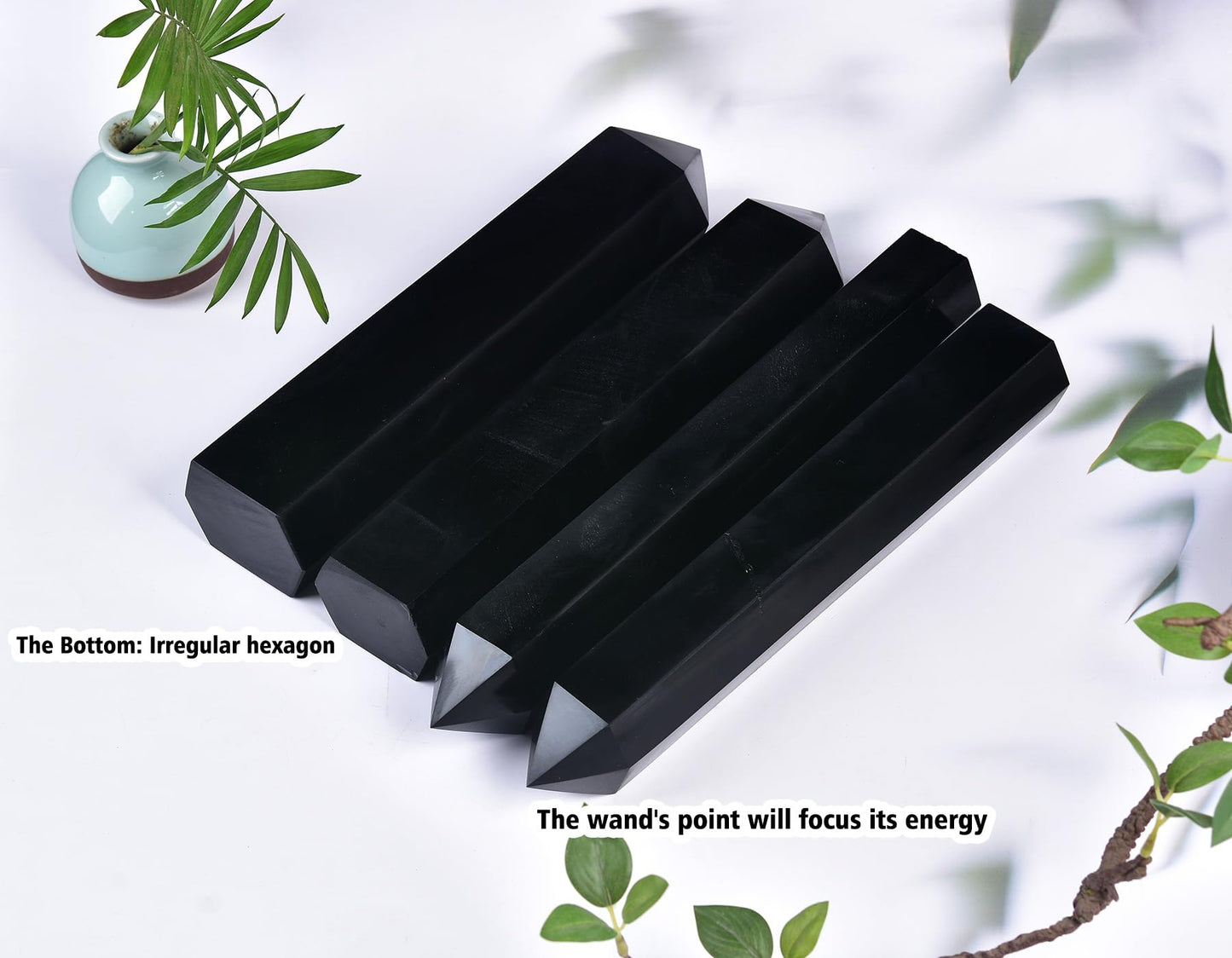 AMOYSTONE Obsidian Crystal Tower 4-4.5 Lbs Protective Stone Wand Natural Hexagonal Obelisk Column Centerpiece for Bookshelf Entryway Hallway Stand Focal Point Tabletop