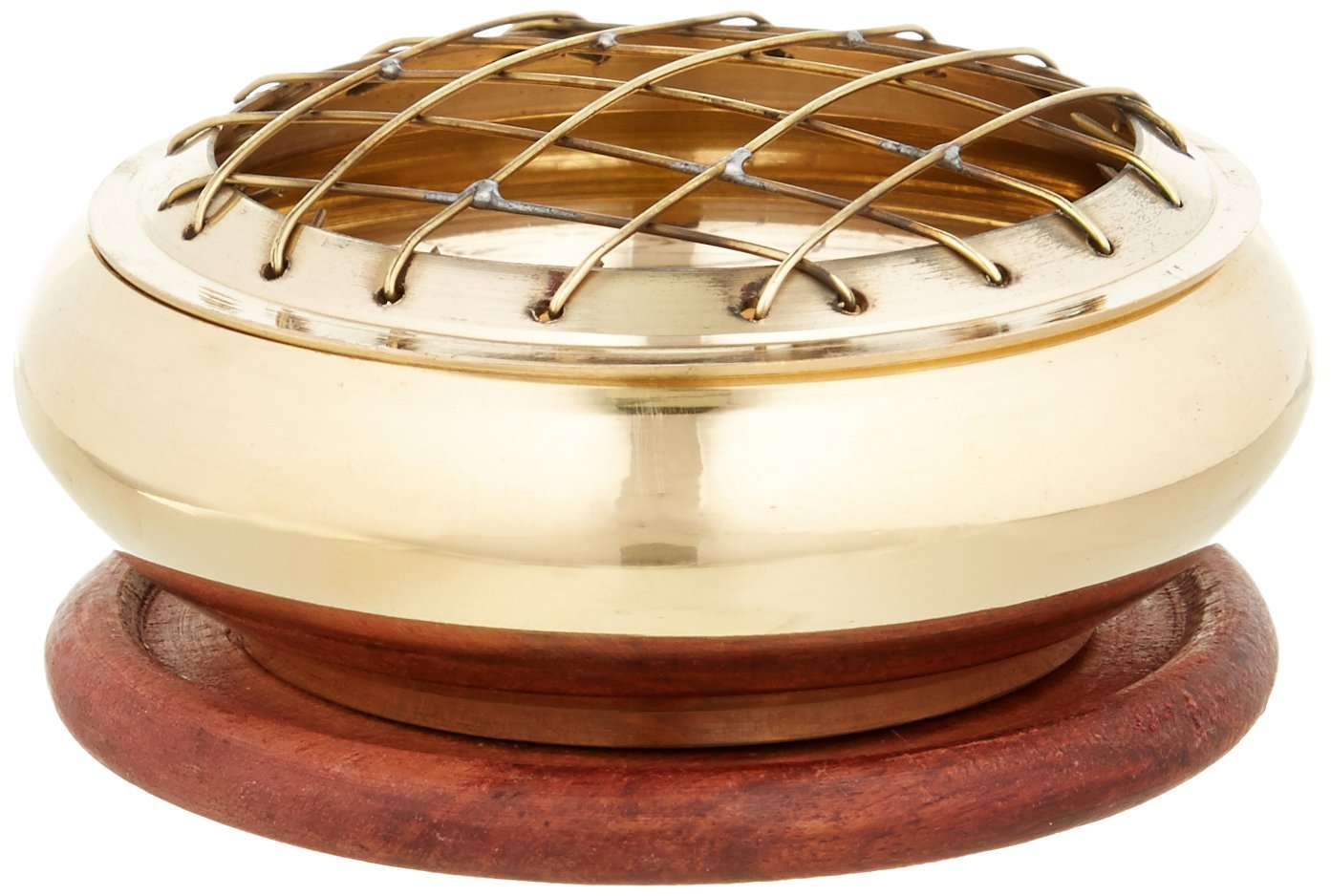 Accessories - Brass Burners Screen Charcoal Incense Burner 3" Diameter with Wooden Coaster