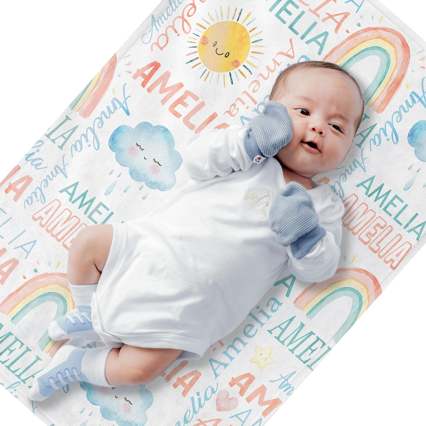 PUREFLY Personalized Baby Blanket - Custom Name for Girls and Boys, Super Soft Plush Fleece, Personalized Gifts for Newborns