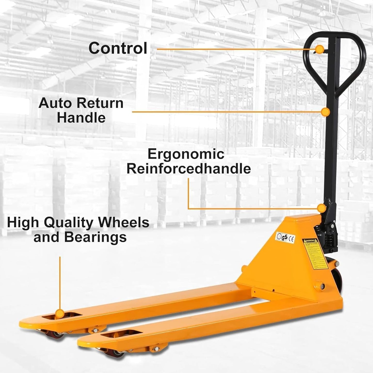 APOLLOLIFT Pallet Truck, Standard Duty Manual Pallet Jack Hand Truck 4400lbs Capacity 48" Lx21 W Fork Size with Extra Stopper
