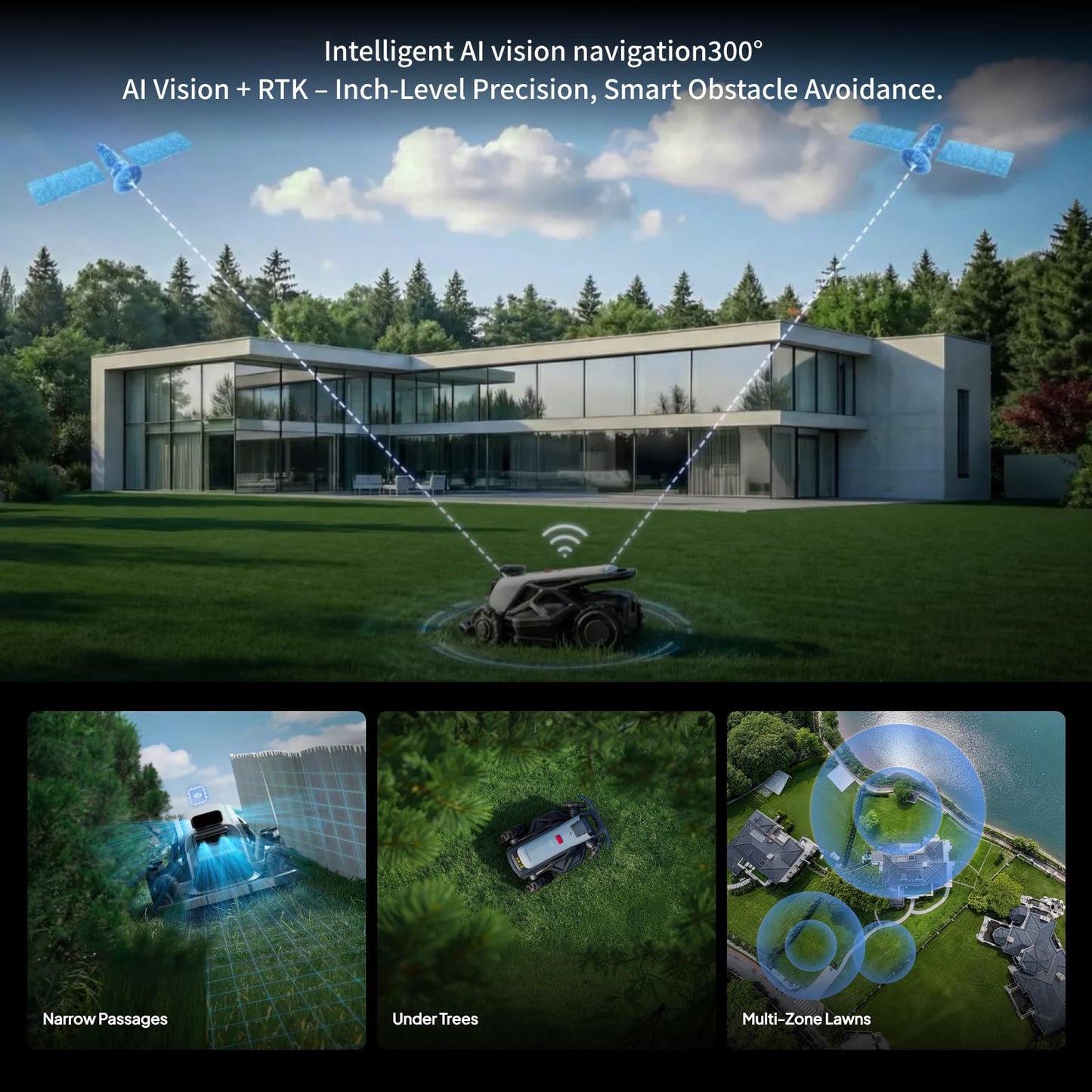 AIRSEEKERS TRON Robot Lawn Mower,Wire-Free Robotic Lawnmower