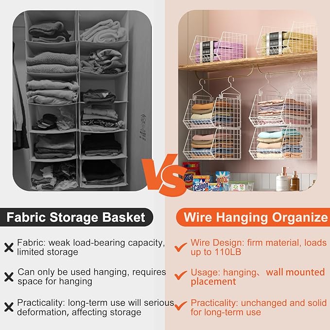 X-cosrack 6 Tier Closet Hanging Organizer, Clothes Hanging Shelves