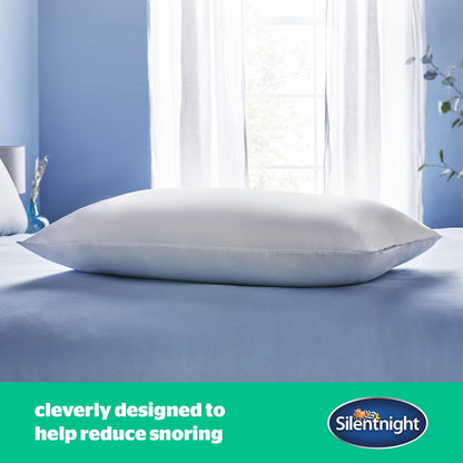 Silentnight Polyester Anti-Snore Pillow Ergonomically Designed with Contoured Foam Providing Head and Neck Support to Reduce Snoring – Hypoallergenic and Medium Support, White , Pack of 1