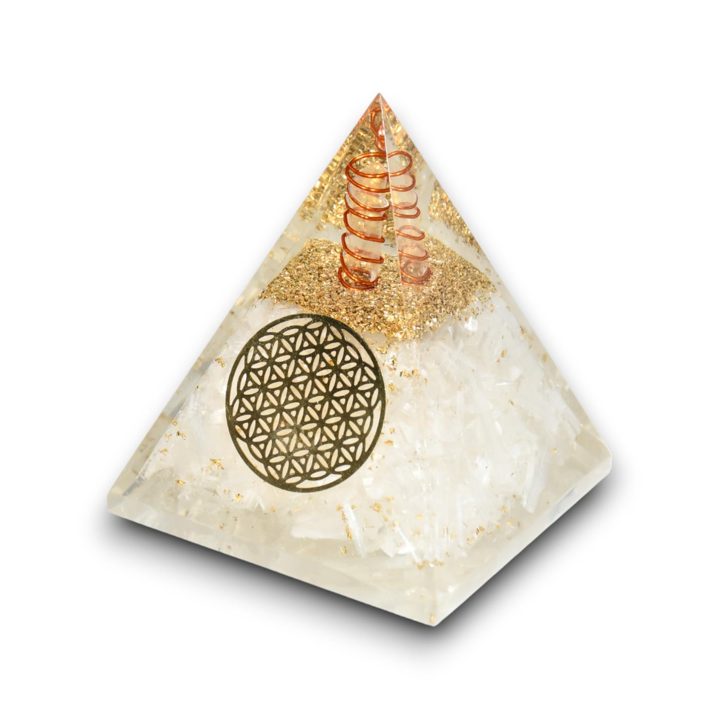 Agate Mart Selenite Orgonite Pyramids, Harnessing Clarity and Protection with Black Tourmaline Pendant