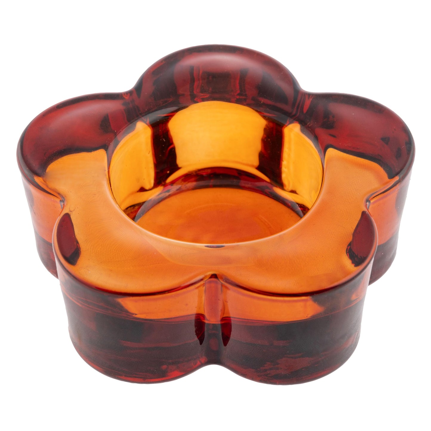 Karma, Glass Flower Tealight Holder, Chunky Candle Holder Votive for Home and Party Decor, Wedding Table Centerpiece, Copper