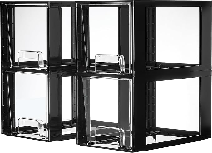Vtopmart 4 Pack Large Stackable Storage Drawers, Easily Assemble Acrylic