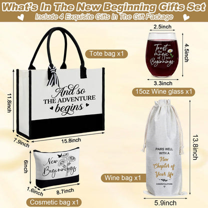 Sanwuta 4 Pack New Beginnings Gifts for Women Perfect Farewell Going Away New Job Retirement Break up Divorce Self Care Good Luck Gifts for Coworkers Friends Sisters Moms